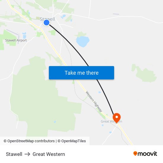 Stawell to Great Western map