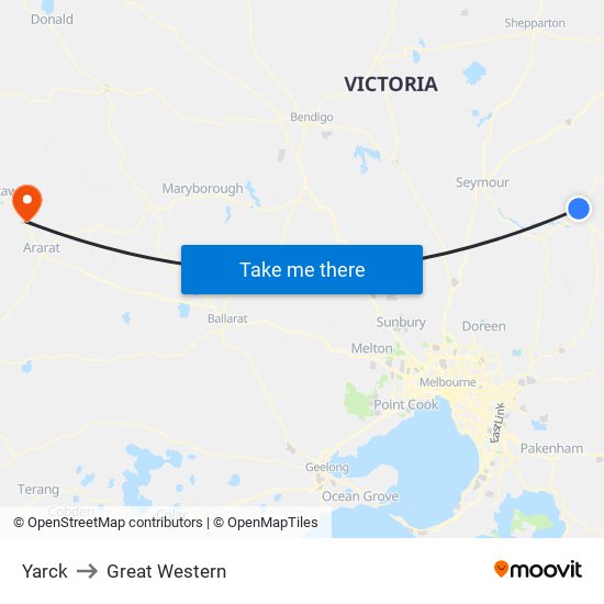 Yarck to Great Western map