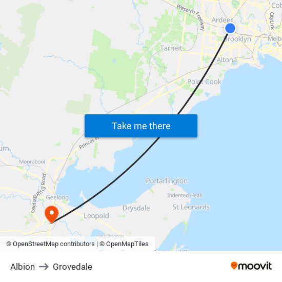 Albion to Grovedale map