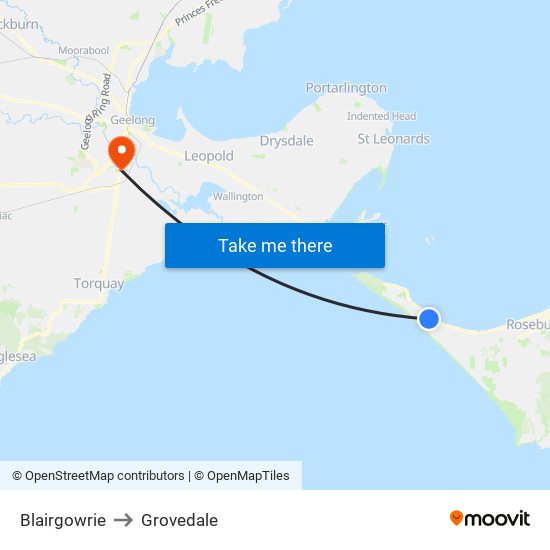 Blairgowrie to Grovedale map