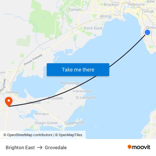 Brighton East to Grovedale map