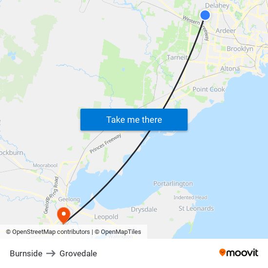 Burnside to Grovedale map