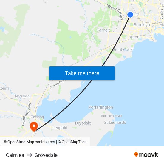 Cairnlea to Grovedale map