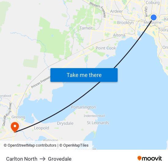 Carlton North to Grovedale map