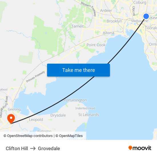 Clifton Hill to Grovedale map