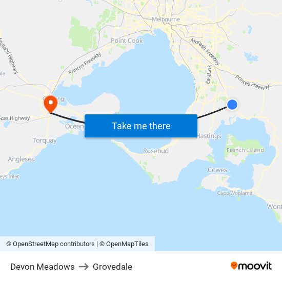 Devon Meadows to Grovedale map