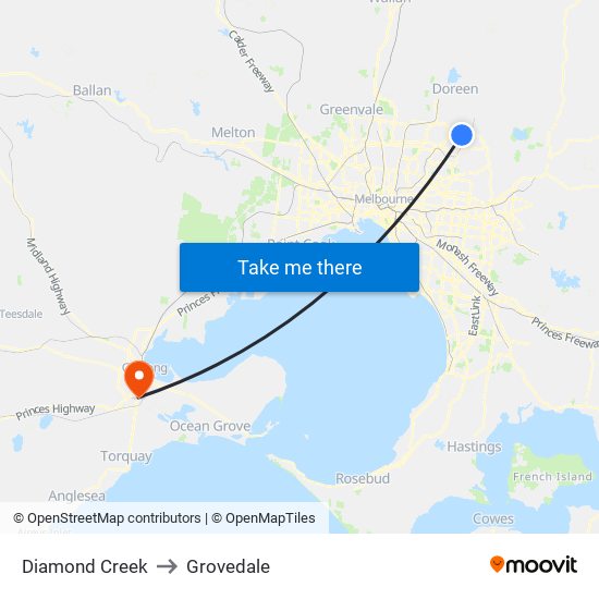 Diamond Creek to Grovedale map