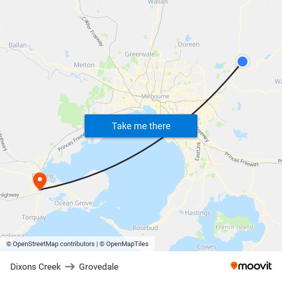Dixons Creek to Grovedale map