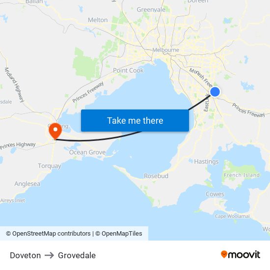 Doveton to Grovedale map