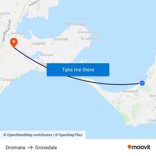 Dromana to Grovedale map
