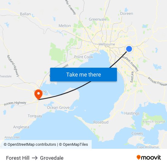 Forest Hill to Grovedale map