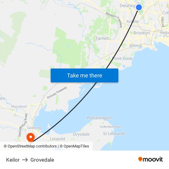 Keilor to Grovedale map