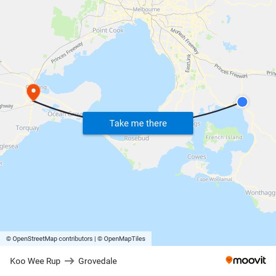 Koo Wee Rup to Grovedale map