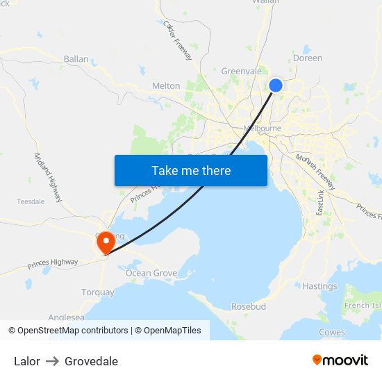 Lalor to Grovedale map