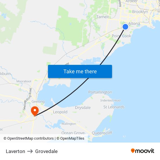 Laverton to Grovedale map