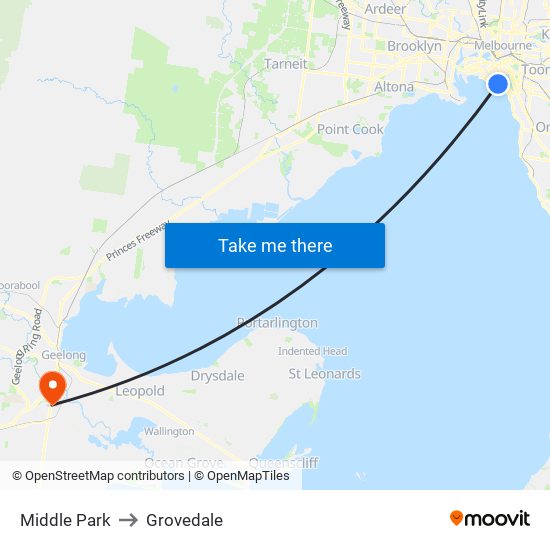 Middle Park to Grovedale map