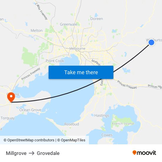 Millgrove to Grovedale map