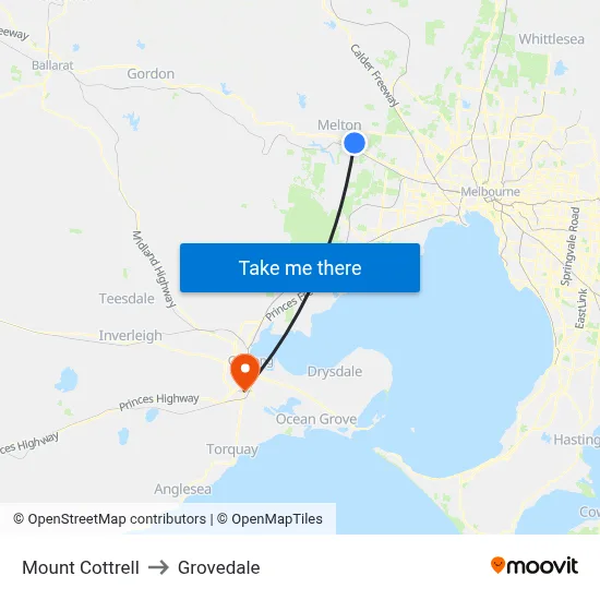 Mount Cottrell to Grovedale map