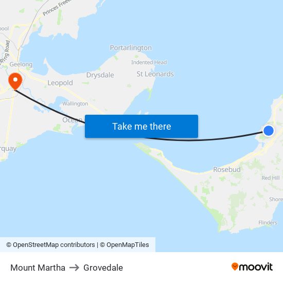 Mount Martha to Grovedale map