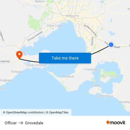 Officer to Grovedale map