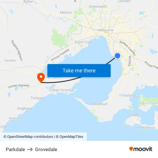 Parkdale to Grovedale map