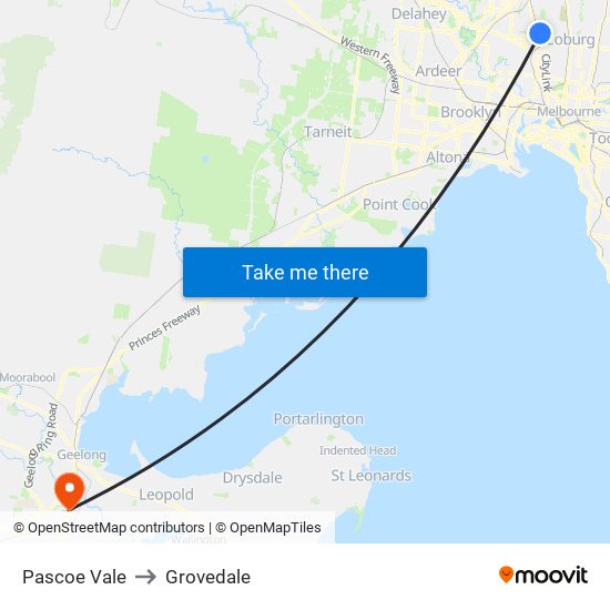 Pascoe Vale to Grovedale map