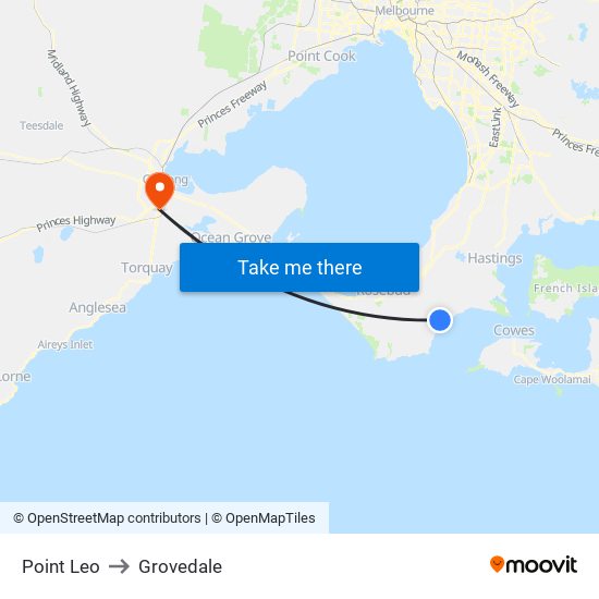 Point Leo to Grovedale map