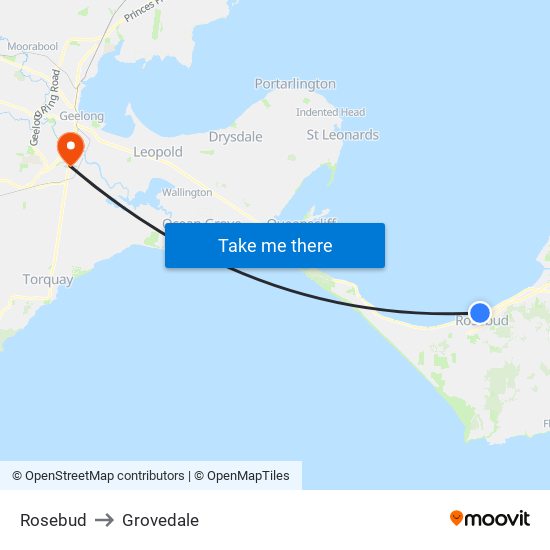 Rosebud to Grovedale map