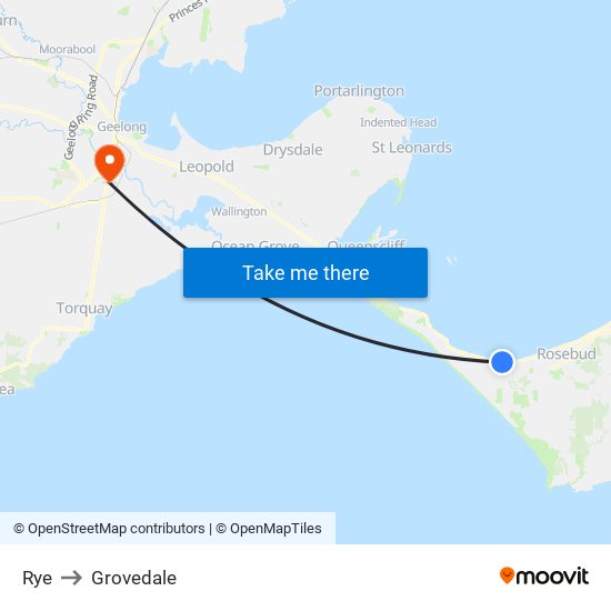 Rye to Grovedale map