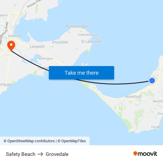 Safety Beach to Grovedale map