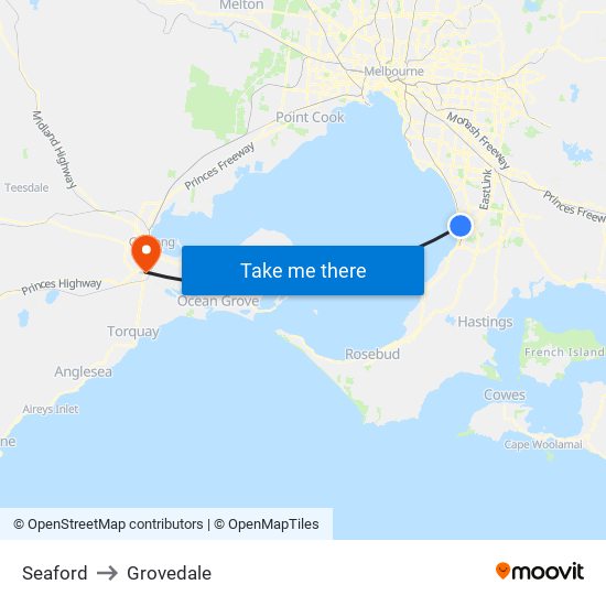 Seaford to Grovedale map