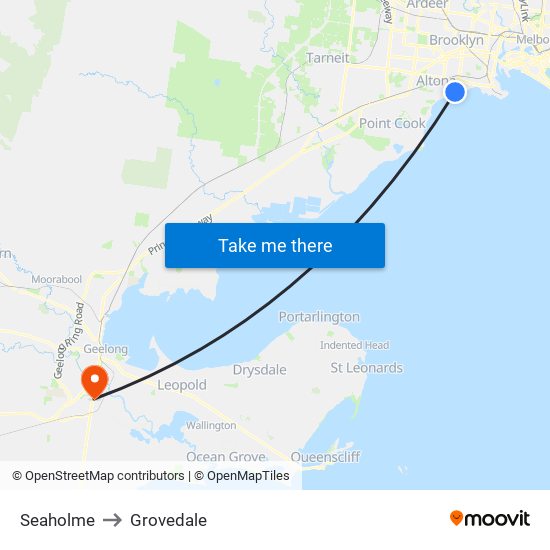 Seaholme to Grovedale map