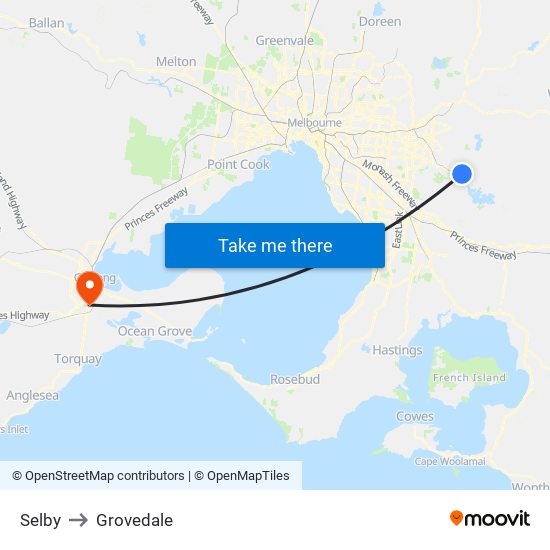 Selby to Grovedale map