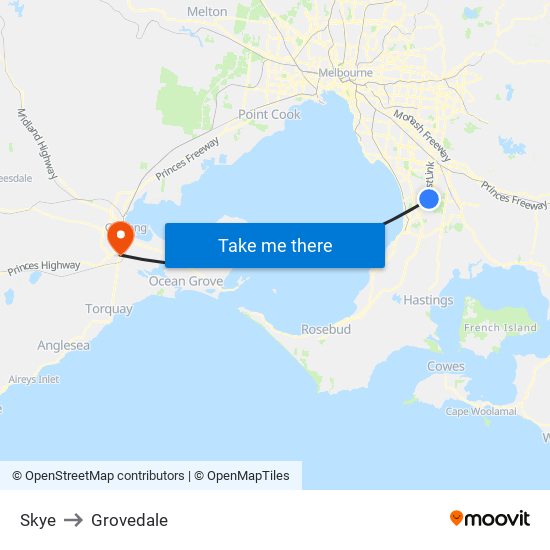 Skye to Grovedale map