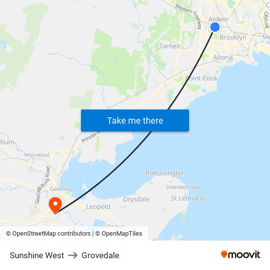 Sunshine West to Grovedale map