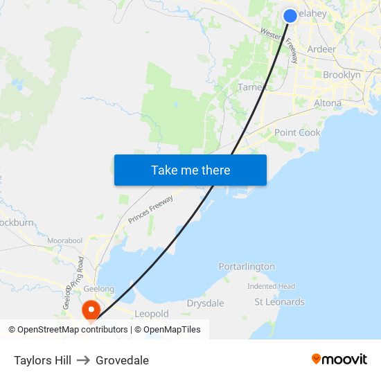 Taylors Hill to Grovedale map