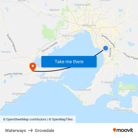 Waterways to Grovedale map