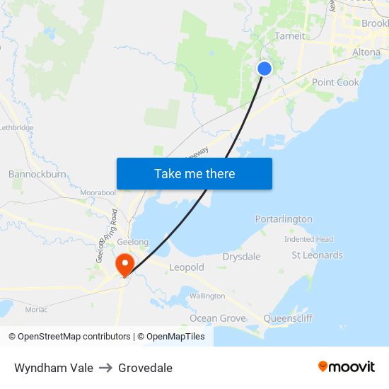 Wyndham Vale to Grovedale map