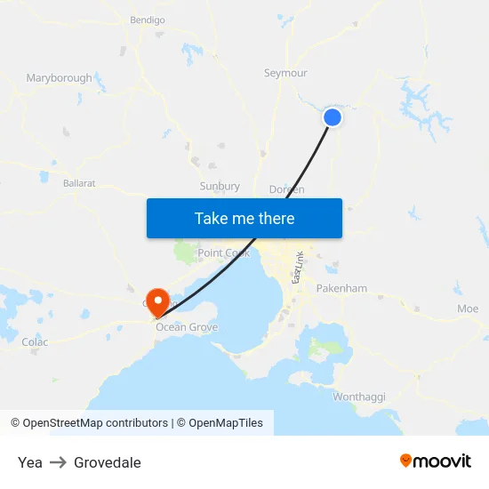 Yea to Grovedale map