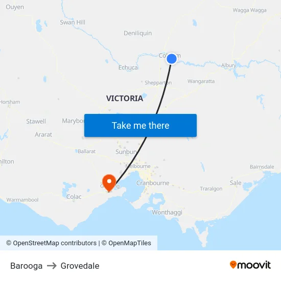 Barooga to Grovedale map