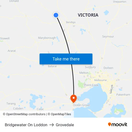 Bridgewater On Loddon to Grovedale map