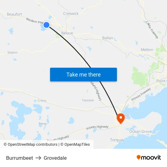 Burrumbeet to Grovedale map
