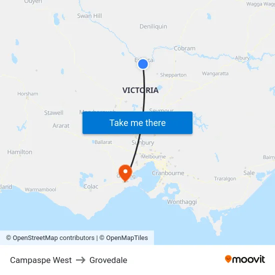 Campaspe West to Grovedale map
