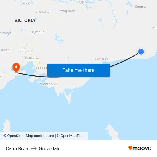 Cann River to Grovedale map