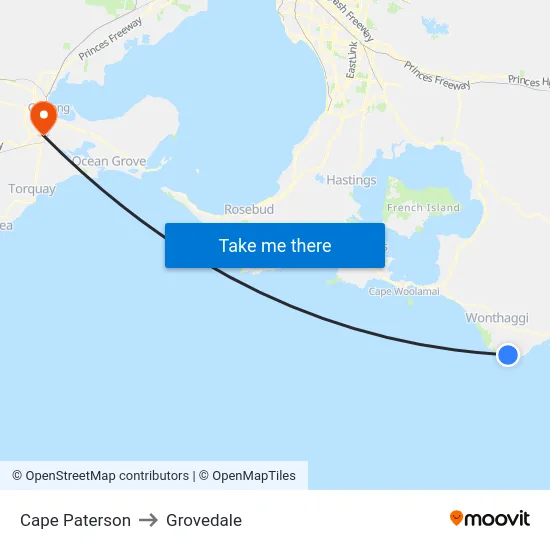 Cape Paterson to Grovedale map