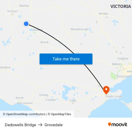 Dadswells Bridge to Grovedale map