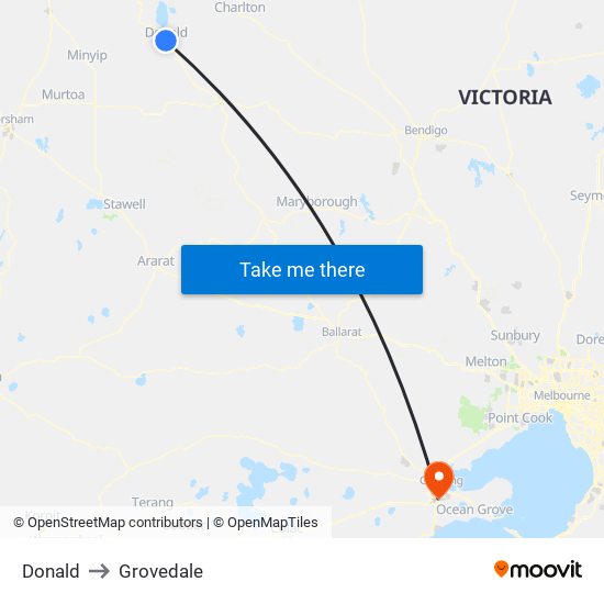 Donald to Grovedale map