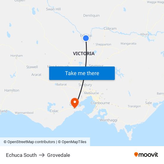 Echuca South to Grovedale map