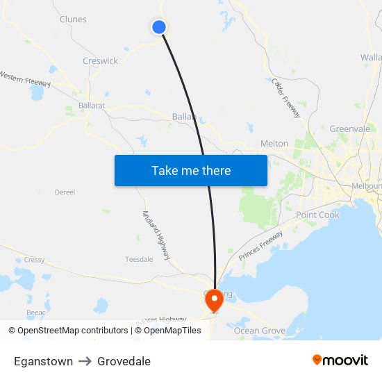 Eganstown to Grovedale map