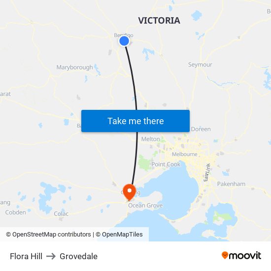 Flora Hill to Grovedale map